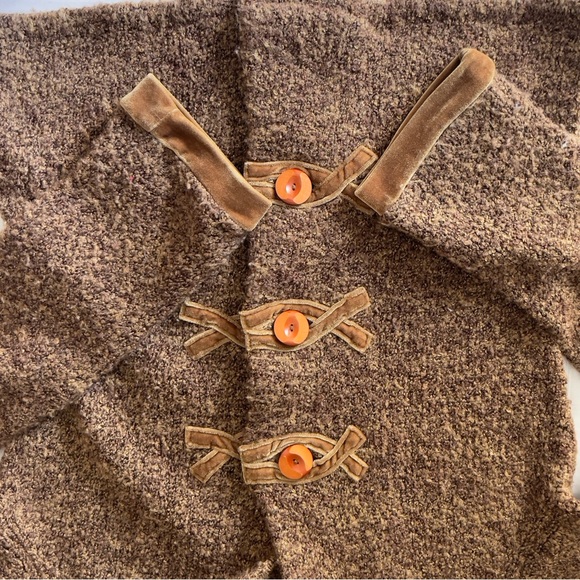 Anthropologie HWR Brown Boucle Knit Gold Velvet Trim Fitted Cardigan Sweater Sm - Picture 5 of 8